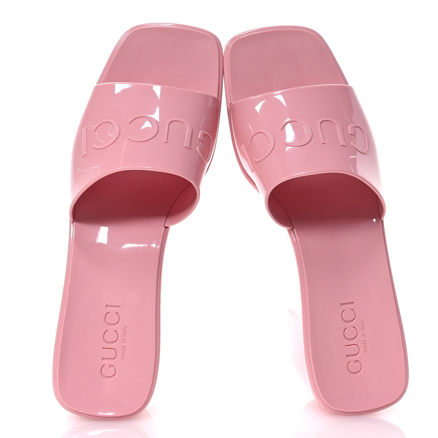 Gucci Rubber Gucci Logo Womens Platform 20/60mm Slide Sandals 37 Wild Rose 2 of 7