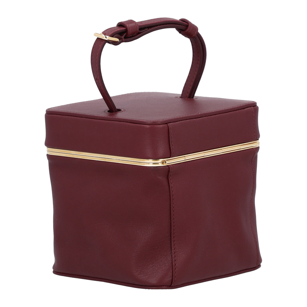 Supple Calfskin Cube Frame Bag Syrah