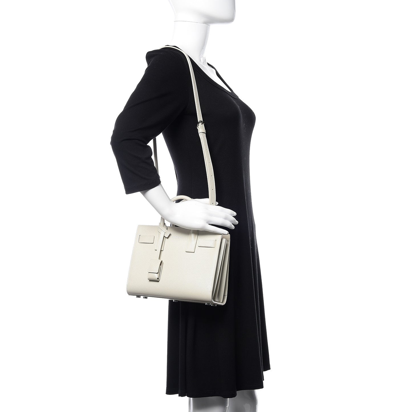 Grained Calfskin Nano Sac de Jour Dove White