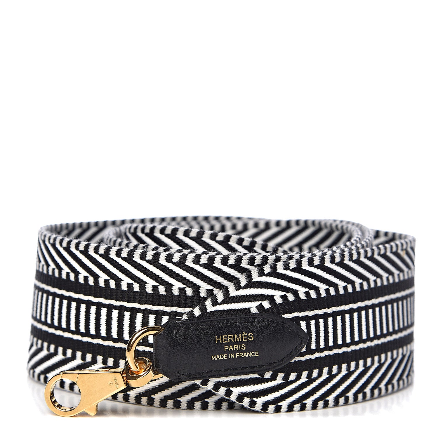 Hermes Toile Swift 50mm Sangle Cavale Shoulder Strap Black Ecru 1 of 4