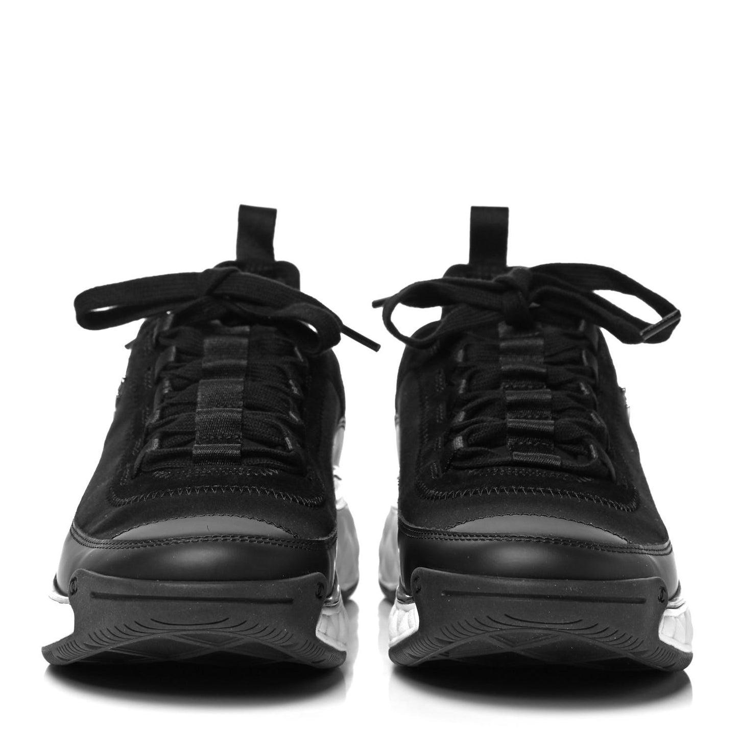 Velvet Calfskin Mixed Fibers CC Sneakers 39.5 Black
