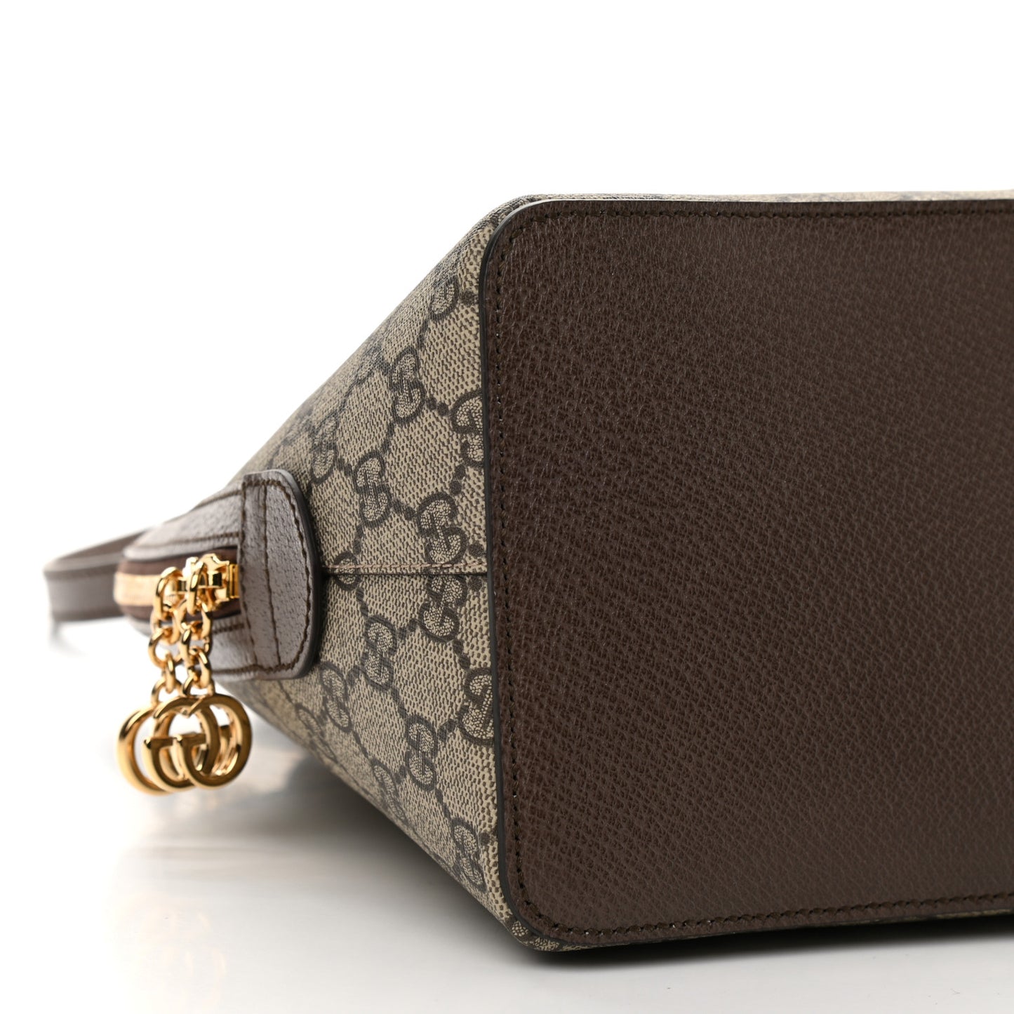 GG Supreme Monogram Web Medium Ophidia Top Handle Dome Bag Brown