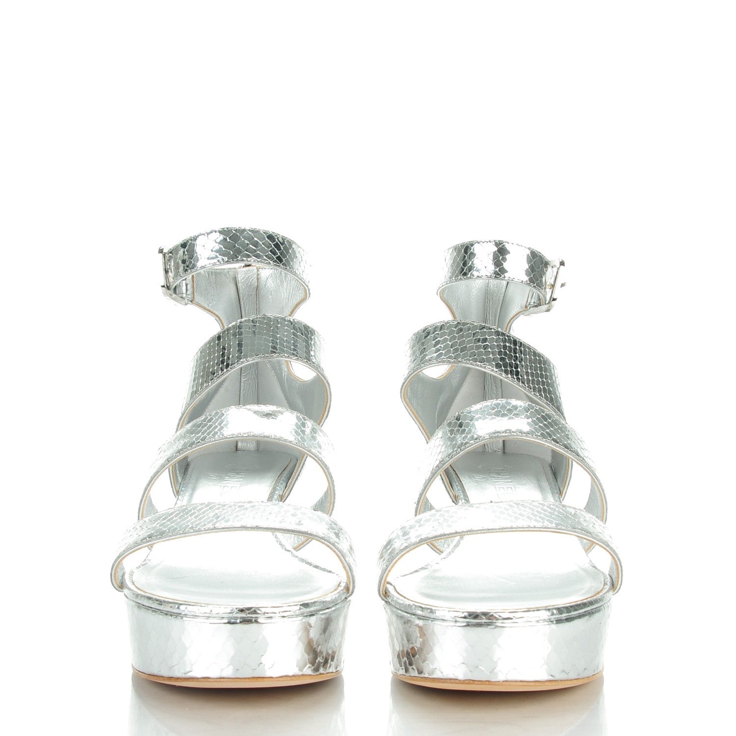 Chanel Mirror Effect Python Sandals Silver 41.5 2 of 8