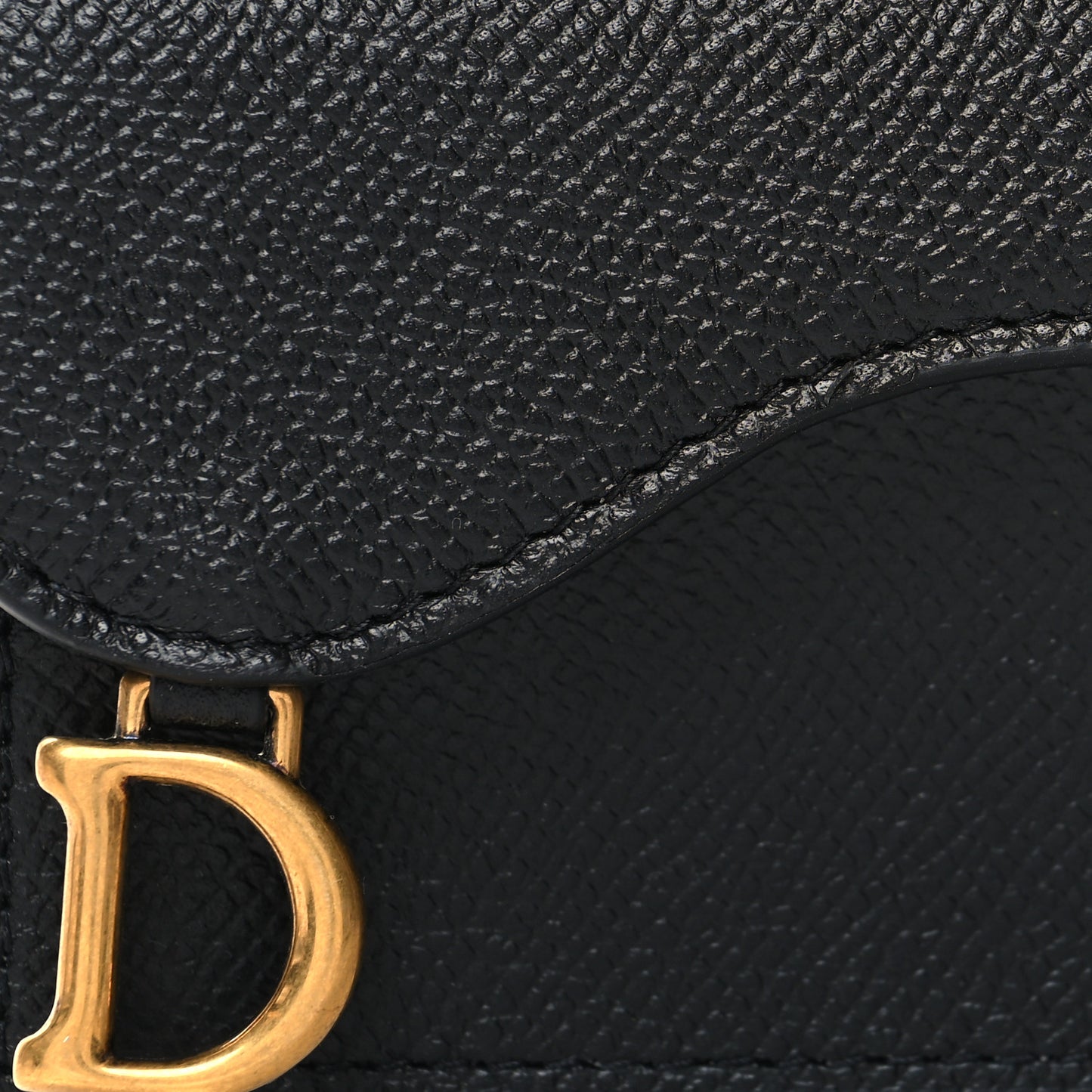 Grained Calfskin Saddle Card Holder Black