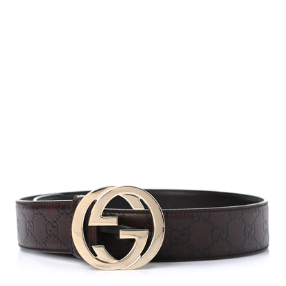 Gucci Guccissima Interlocking G Belt 75 30 Dark Brown 1 of 5