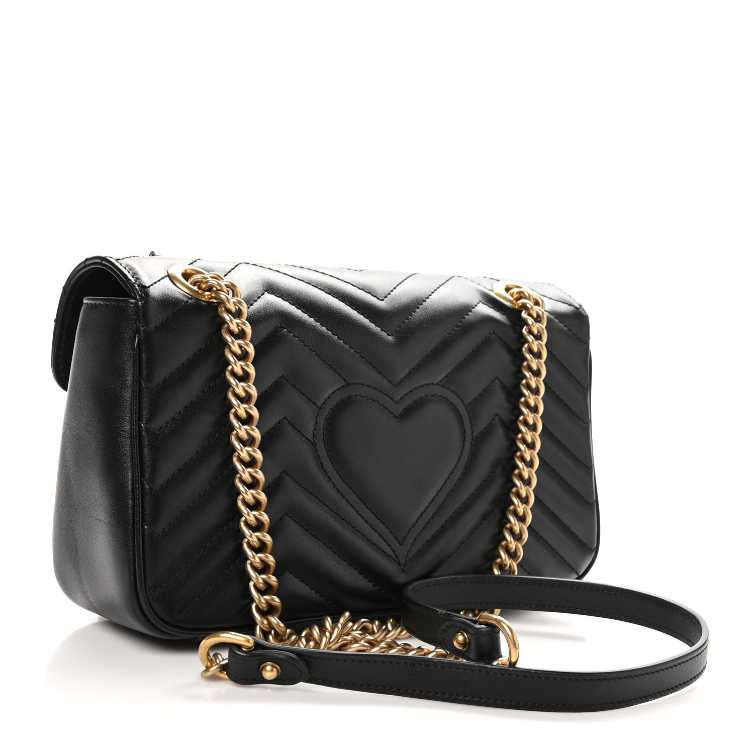 Gucci Calfskin Matelasse Small GG Marmont Shoulder Bag Black 4 of 13