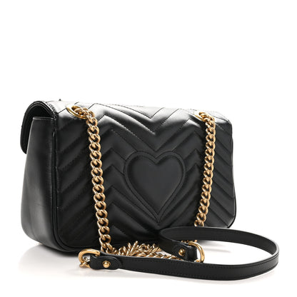 Gucci Calfskin Matelasse Small GG Marmont Shoulder Bag Black 4 of 13