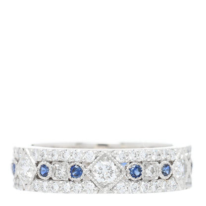 Tiffany Platinum Diamond Blue Sapphire 4.5mm Jazz Band Ring 47 4 3 of 5