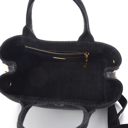 Prada Denim Small Logo Tote Black 5 of 9
