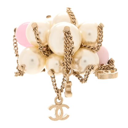 Chanel Pearl Chain CC Cluster Ring 53/6.25 Gold 1 of 6