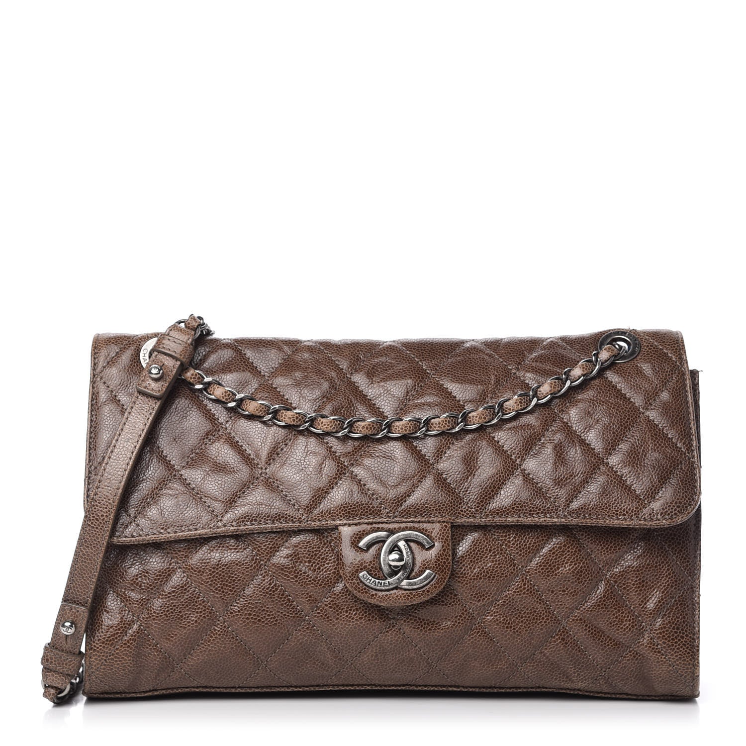Chanel Crumpled Grained Calfskin Jumbo CC Crave Flap Beige 1 of 10