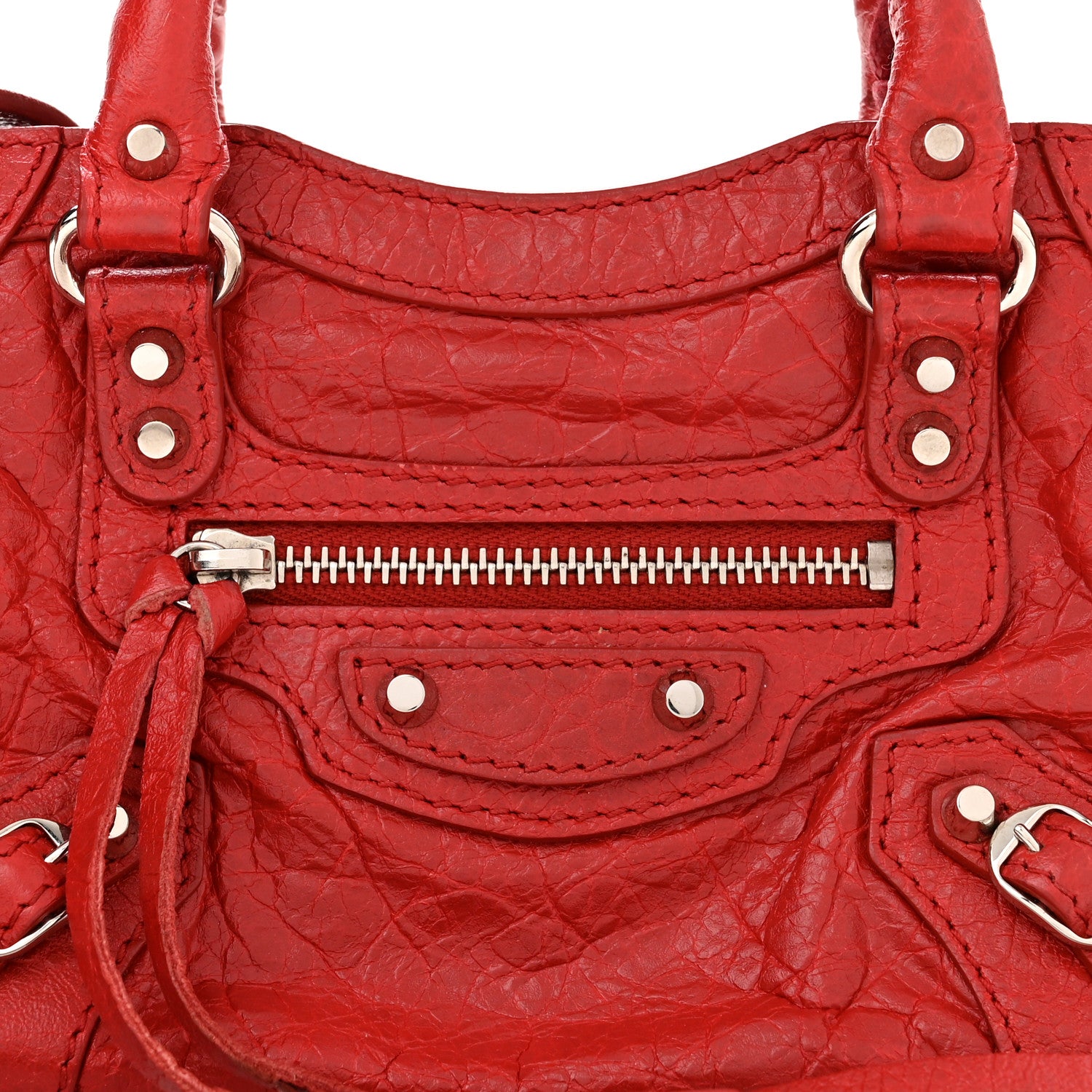 Balenciaga Agneau Classic Silver Hardware Nano City Rouge Groseille 8 of 10