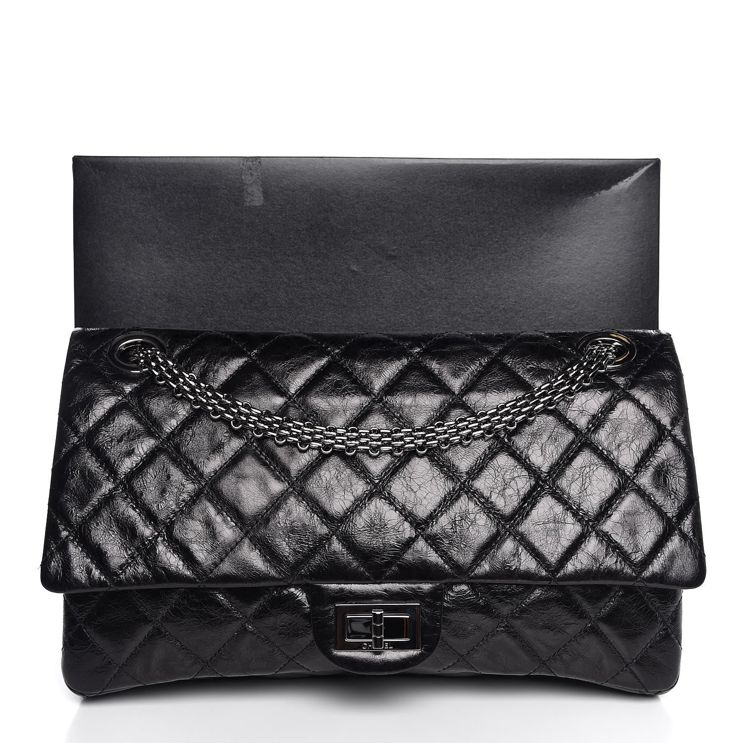 Chanel Metallic Aged Calfskin Quilted 2.55 Reissue 228 Flap Black 8 of 8