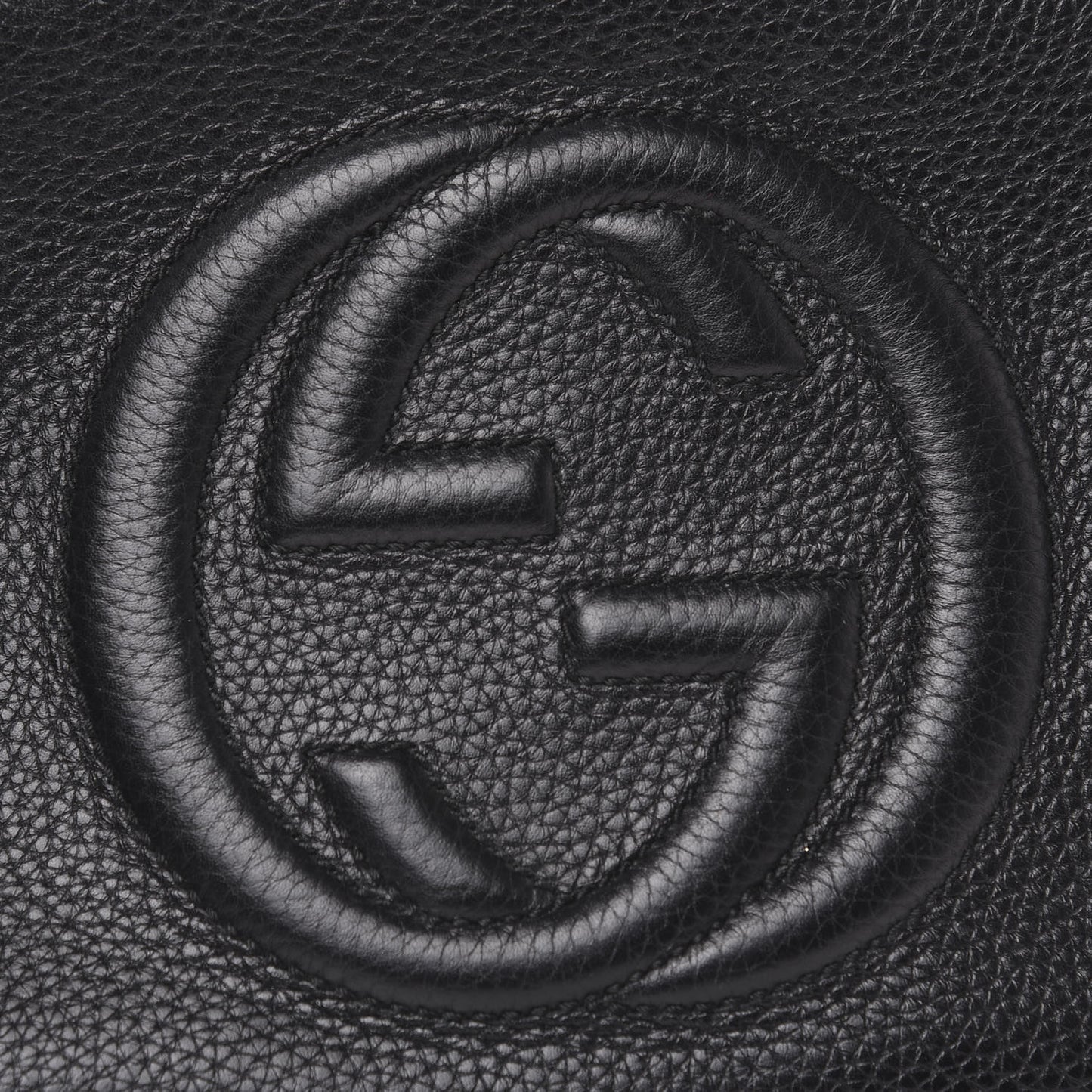 Pebbled Calfskin Small Soho Disco Bag Black