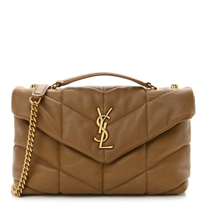 Saint Laurent Lambskin Quilted Toy Loulou Puffer Monogram Chain Satchel Dark Cork 1 of 10