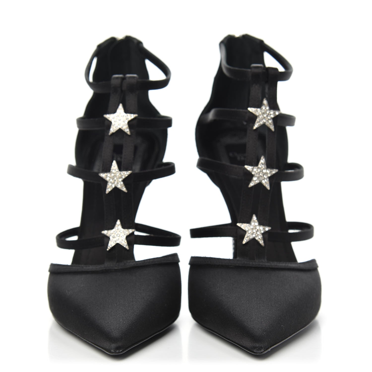 Christian Dior Satin Crystal Star Strap Sandals 38.5 Black 2 of 9
