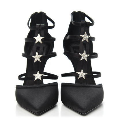 Christian Dior Satin Crystal Star Strap Sandals 38.5 Black 2 of 9