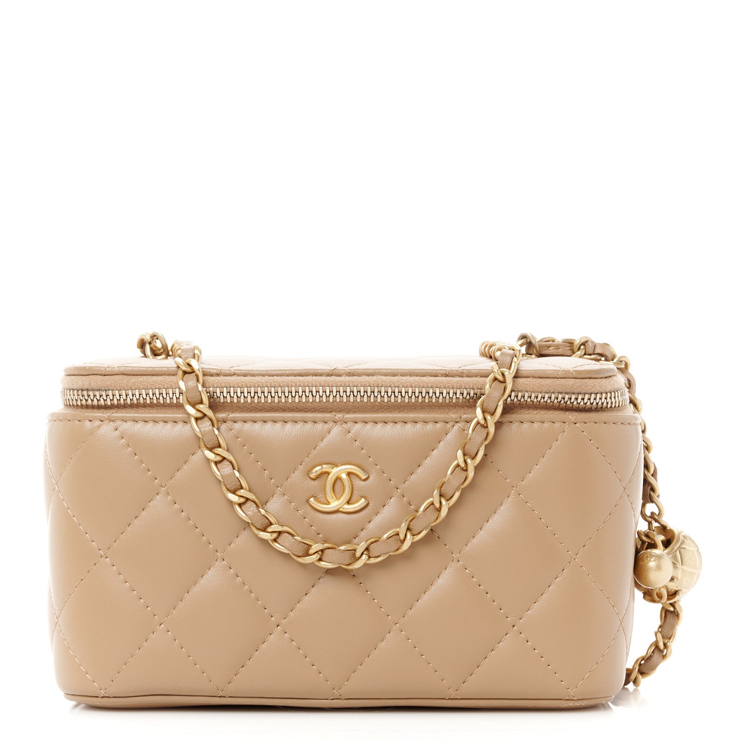 Chanel Lambskin Quilted Pearl Crush Small Vanity Case With Chain Beige 1 of 11