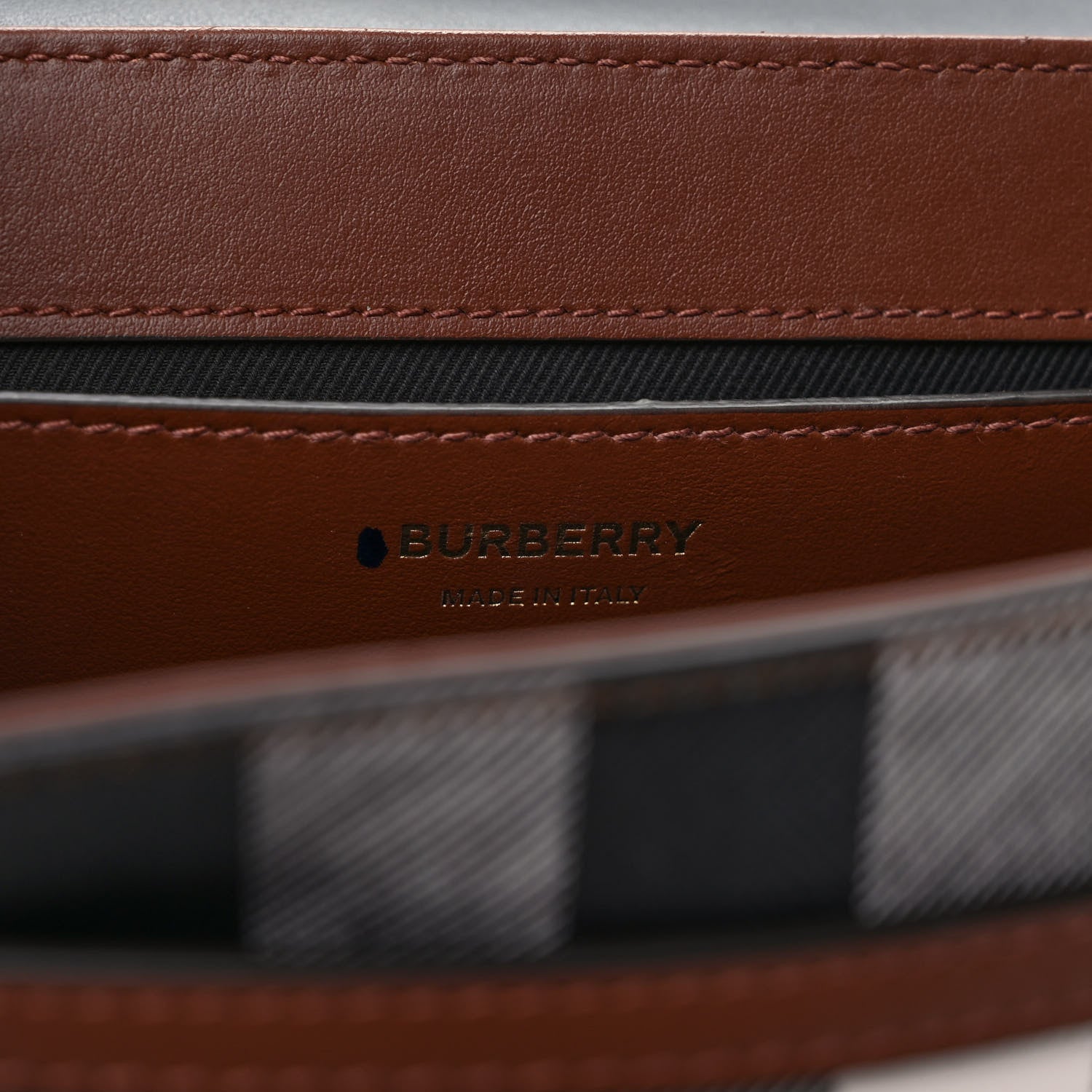 Burberry Calfskin Giant Check E-Canvas Note Crossbody Bag Dark Birch Brown 6 of 8