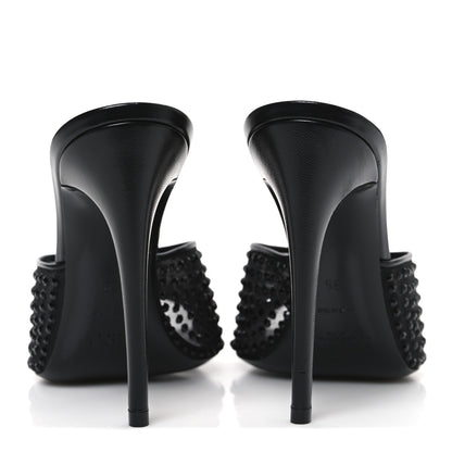 Saint Laurent Tulle Strass Gippy 110 Mule Sandals 39 Black Jet 6 of 10
