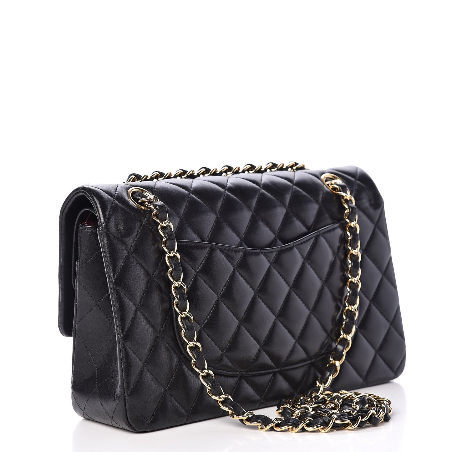 Lambskin Quilted Medium Double Flap Black