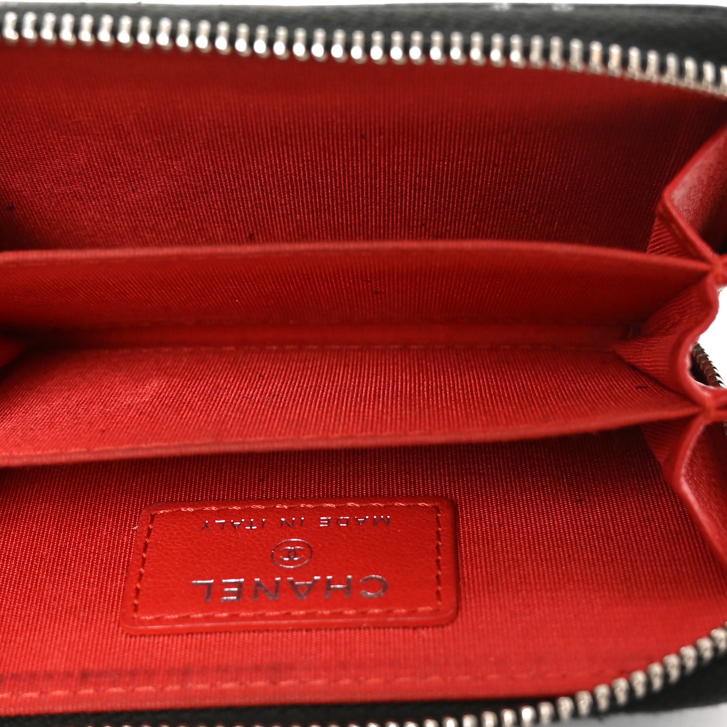 Lambskin Quilted Data Center Zip Around Coin Purse Wallet Black
