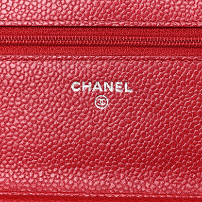 Chanel Iridescent Caviar Quilted Wallet On Chain WOC Red 6 of 11