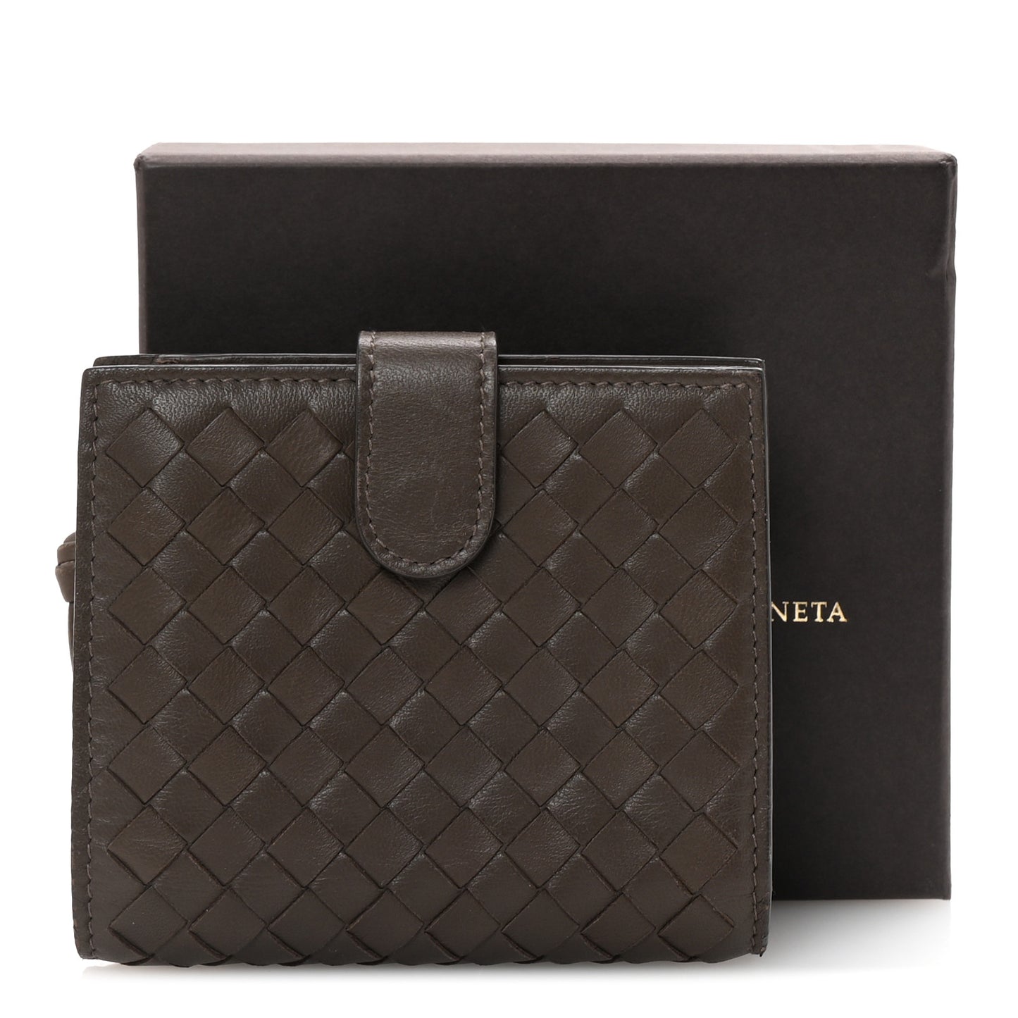 Nappa Intrecciato Bifold Zip Wallet Ebano
