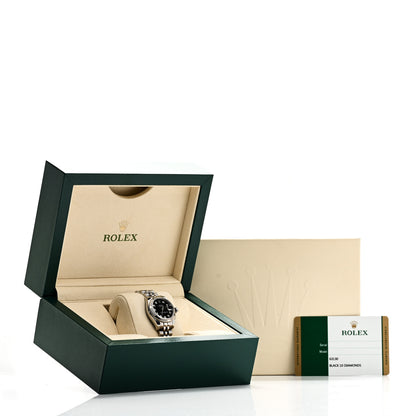 Rolex Stainless Steel 18K White Gold Diamond 26mm Oyster Perpetual Datejust Watch Black 179174 5 of 5
