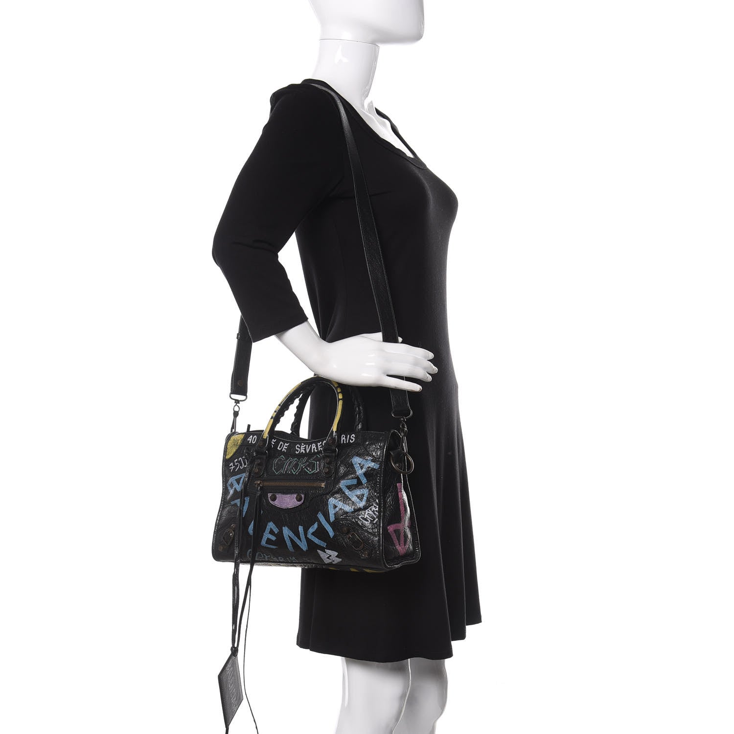 Balenciaga Agneau Graffiti All Over Classic Hardware S City Black Multicolor 2 of 10