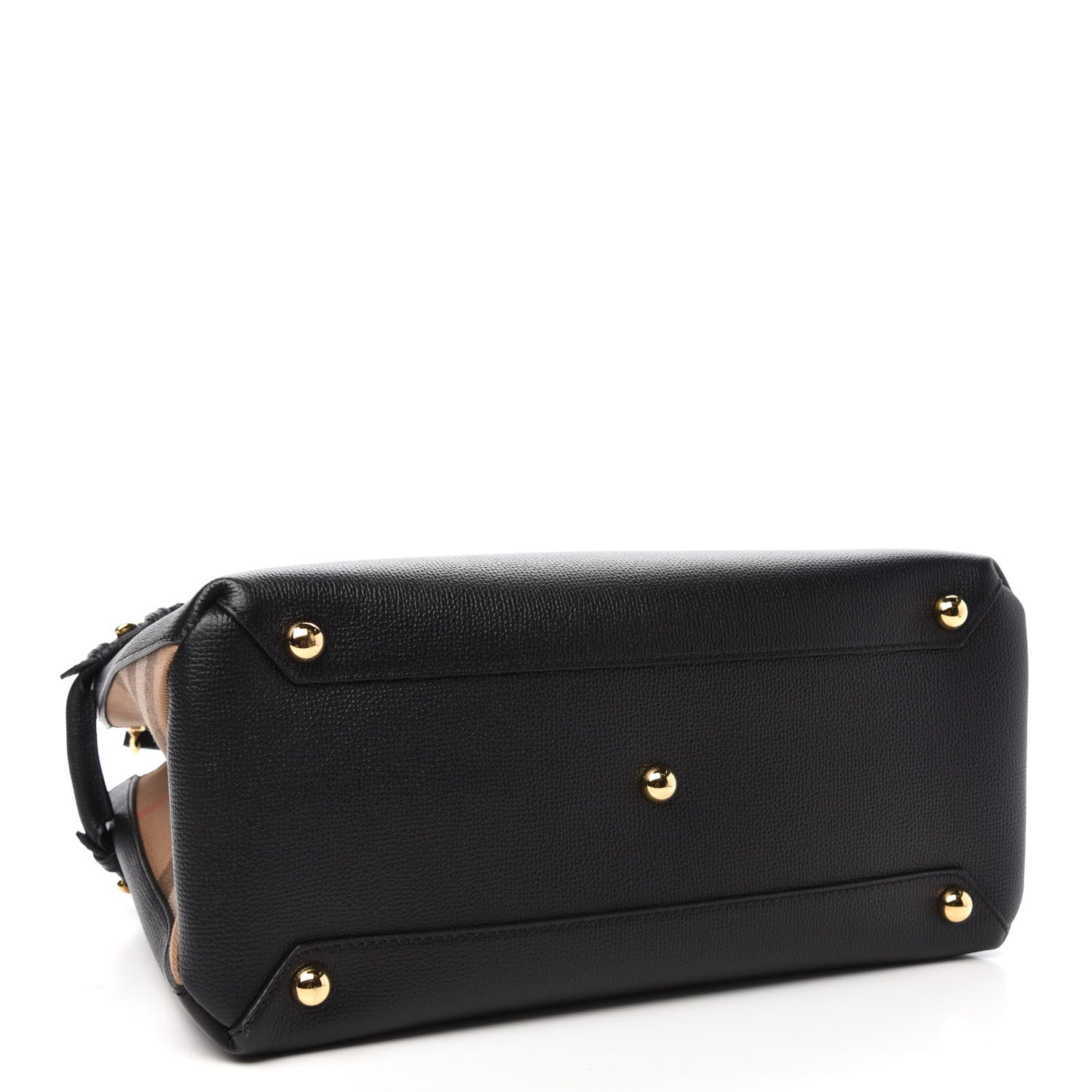 Burberry Grainy Calfskin House Check Medium Banner Tote Black 4 of 11