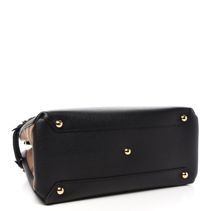 Burberry Grainy Calfskin House Check Medium Banner Tote Black 4 of 11