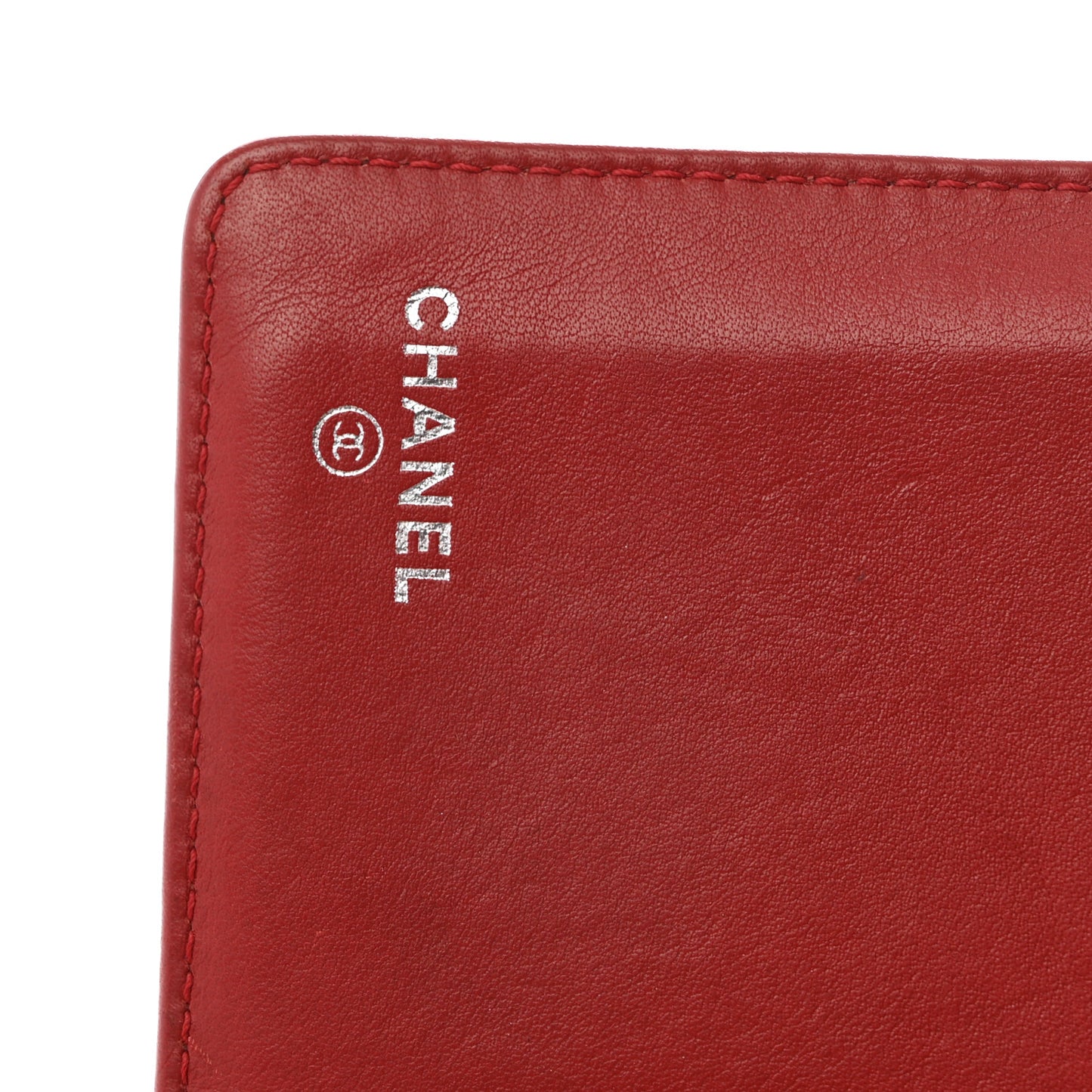 Patent Camellia Embossed Yen Wallet Red