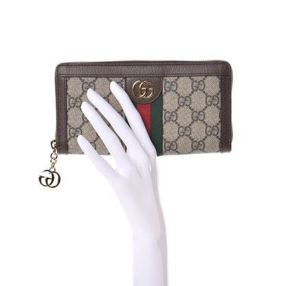 Gucci GG Supreme Monogram Web Ophidia Zip Around Wallet Brown 2 of 8