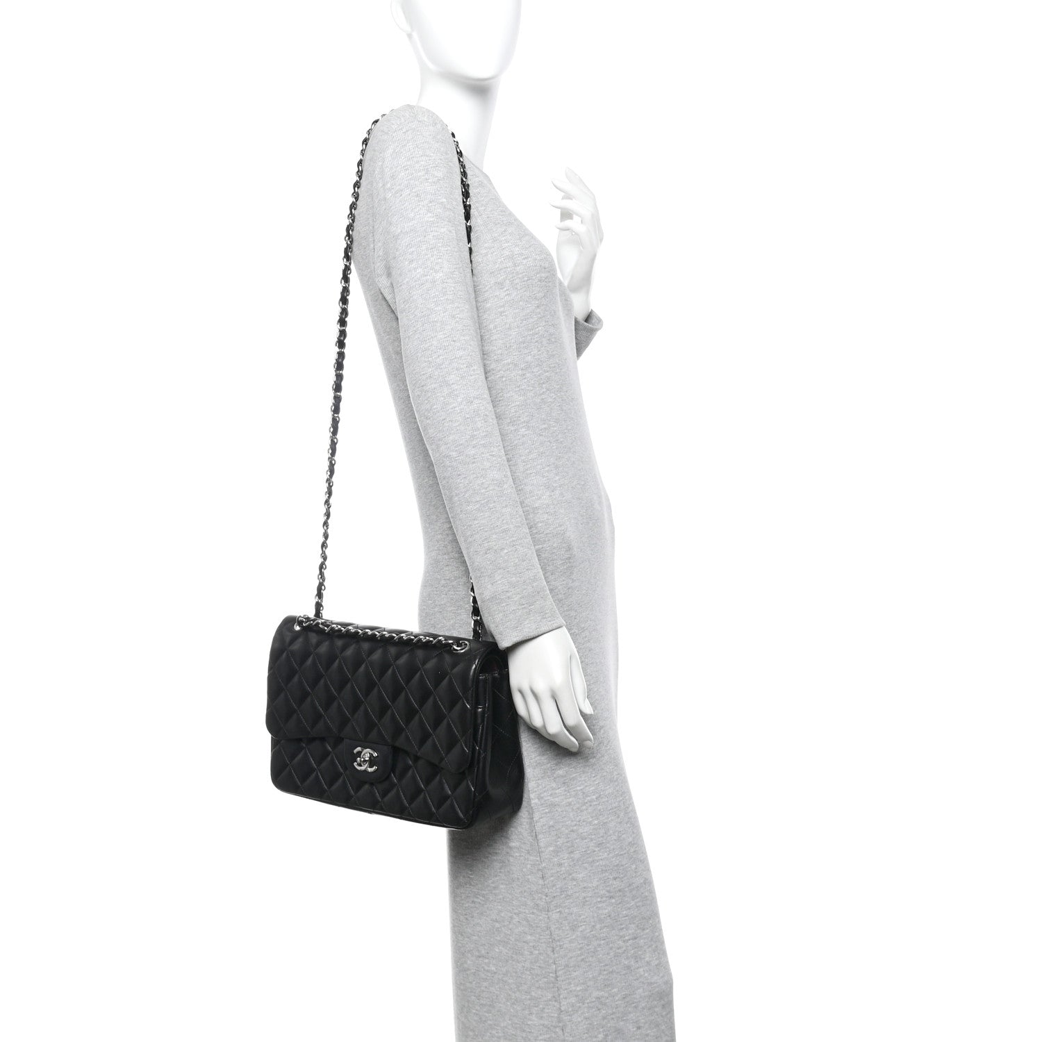 Chanel Lambskin Quilted Jumbo Double Flap Black 2 of 14