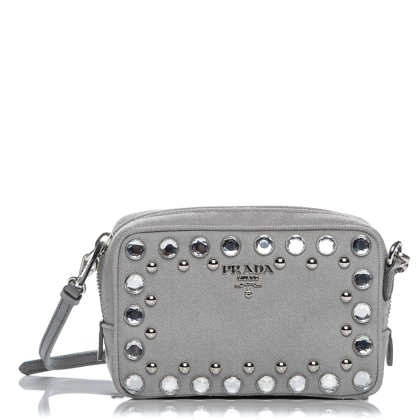 Denim Studded Embellished Mini Camera Crossbody Nube