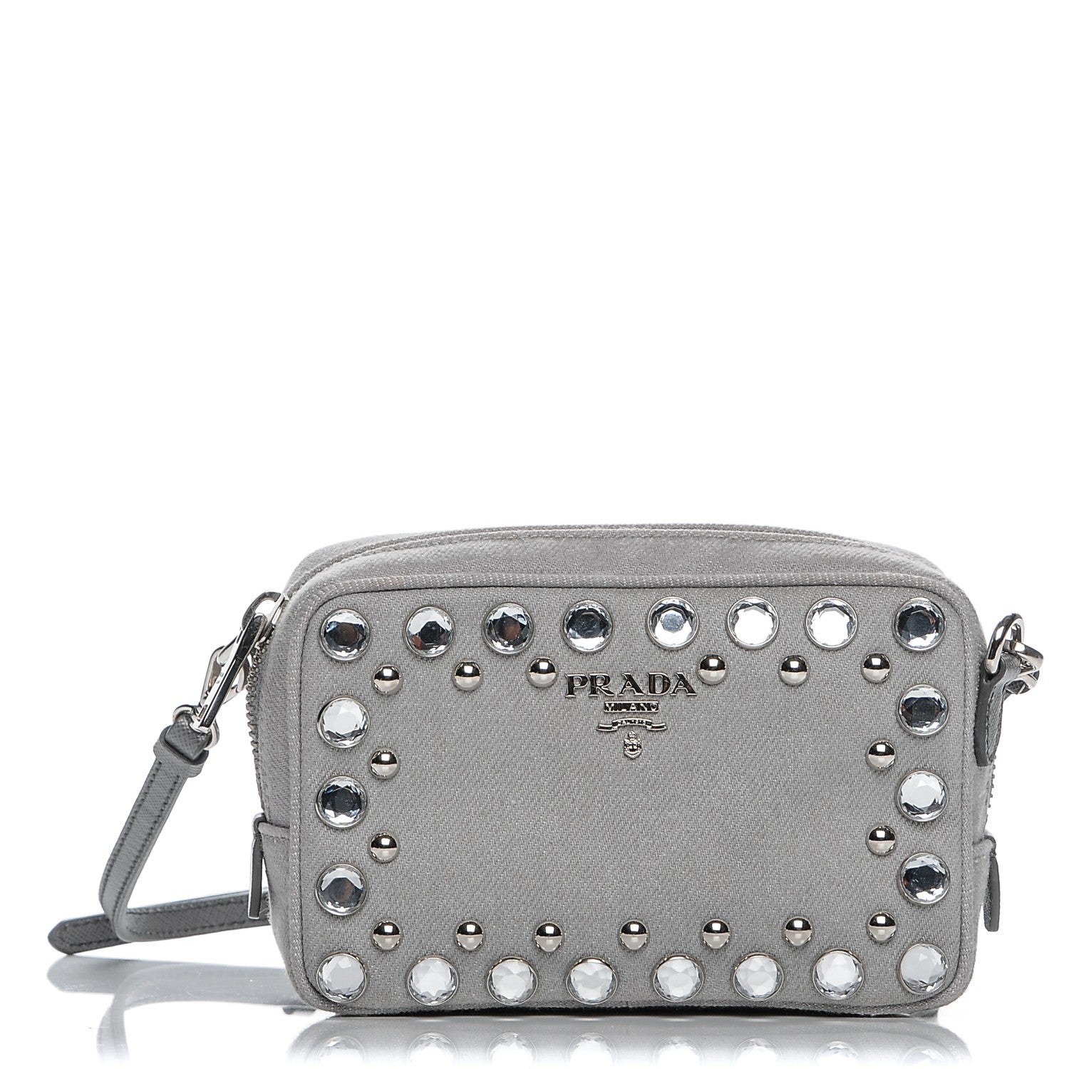 Prada Denim Studded Embellished Mini Camera Crossbody Nube 1 of 7