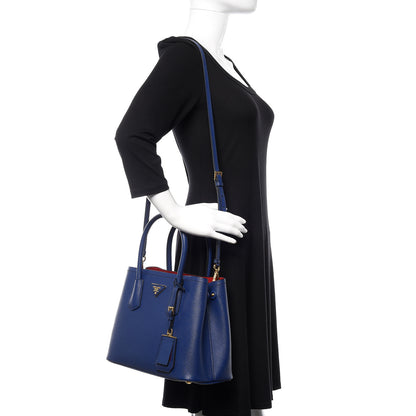 Prada Saffiano Cuir Small Double Bag Inchiostro Fuoco 2 of 9