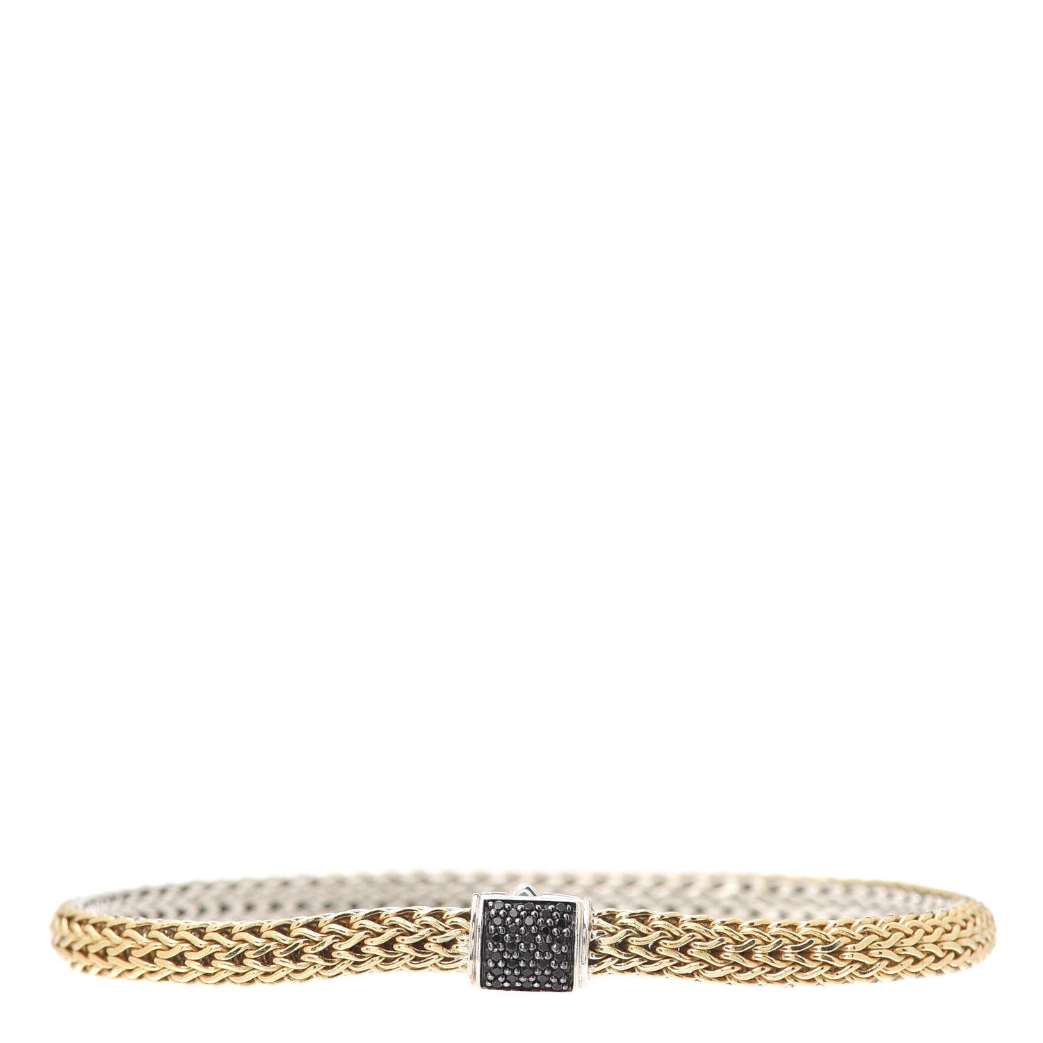 John Hardy Sterling Silver 18K Yellow Gold Black Spinel 5mm Classic Chain Reversible Bracelet 1 of 5