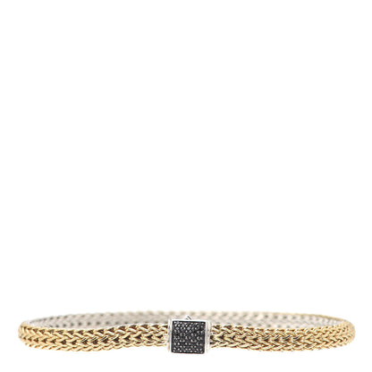 John Hardy Sterling Silver 18K Yellow Gold Black Spinel 5mm Classic Chain Reversible Bracelet 1 of 5