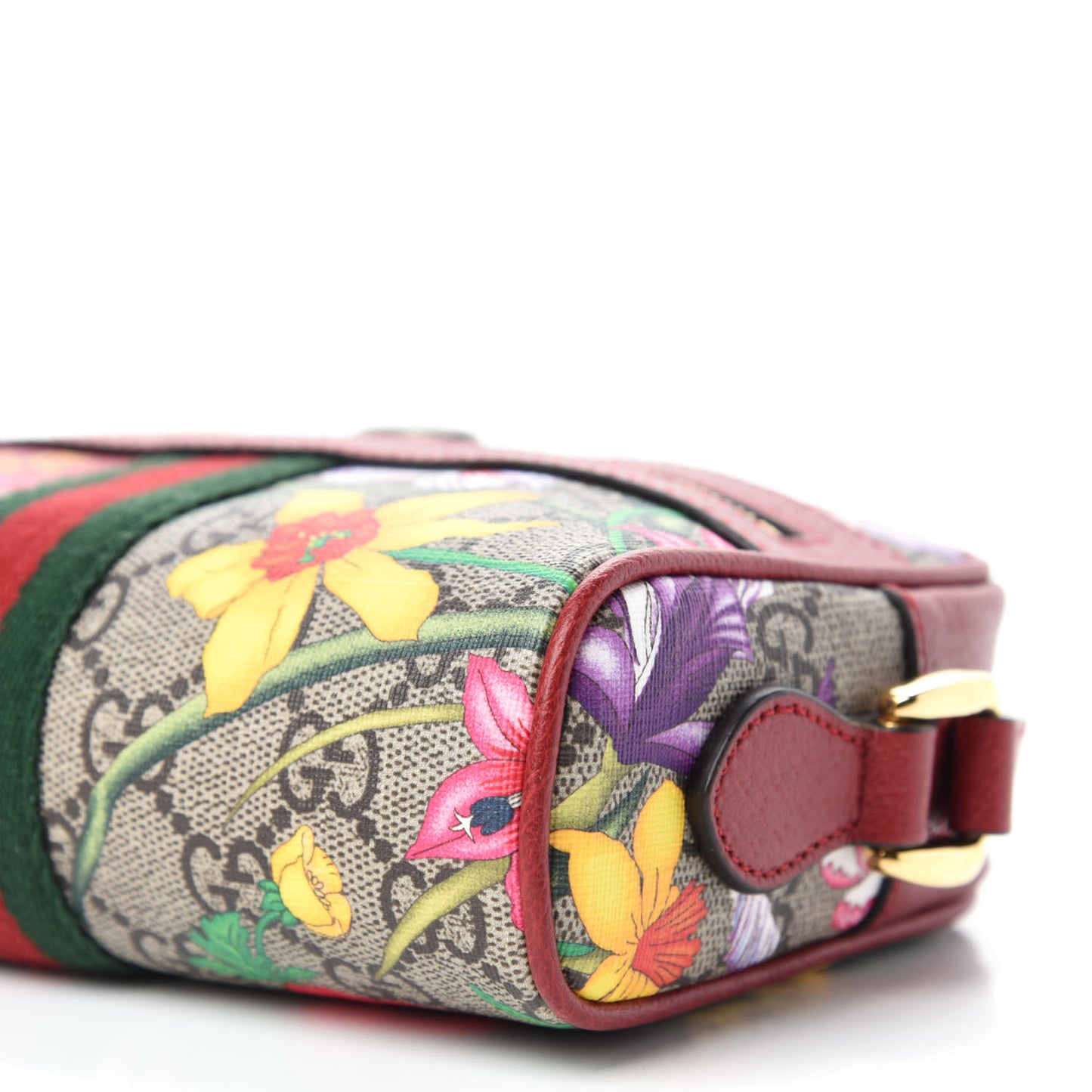 GG Supreme Monogram Flora Web Mini Ophidia Shoulder Bag Red