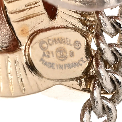 Chanel Crystal Chain CC Earrings Gold 3 of 5