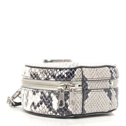 Balenciaga Grained Calfskin Python Effect Sharp Vanity Round Bag Mini Black White 3 of 4