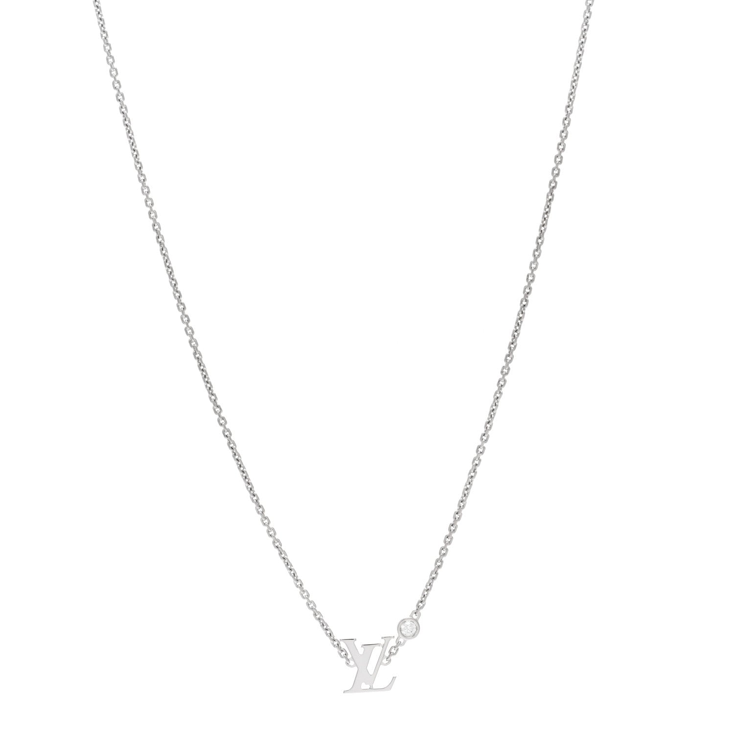 Louis Vuitton 18K White Gold Diamond Idylle Blossom LV Pendant Necklace 1 of 4