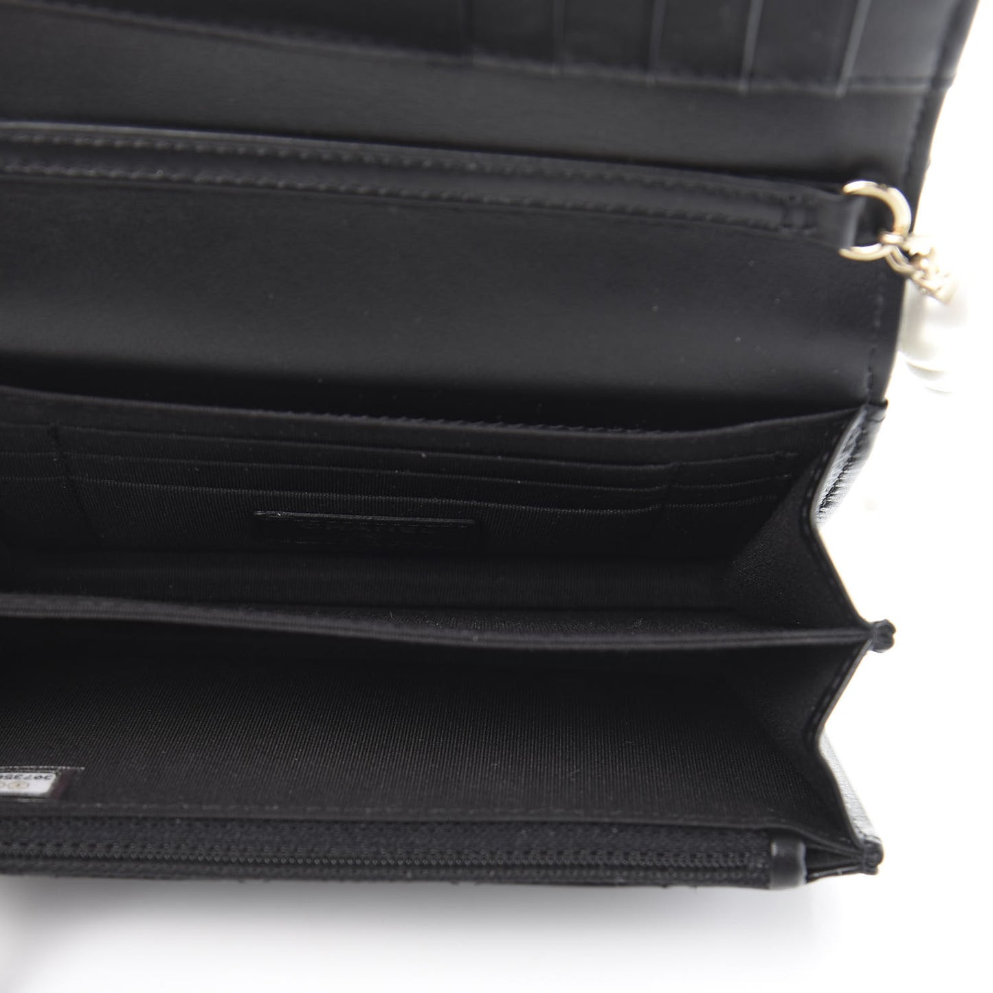 Calfskin Quilted Mini Maxi Pearls Wallet On Chain WOC Black