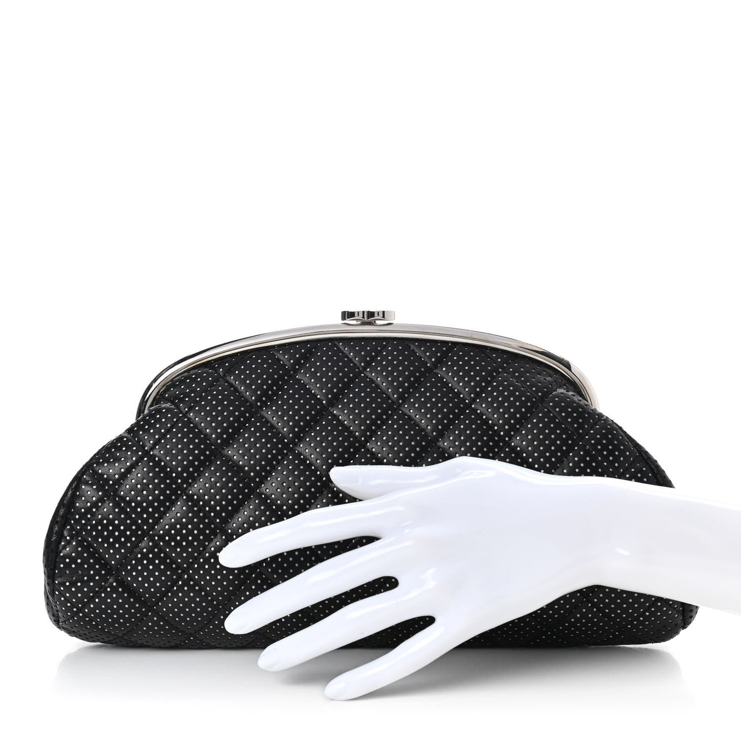 Lambskin Perforated Timeless Clutch Black