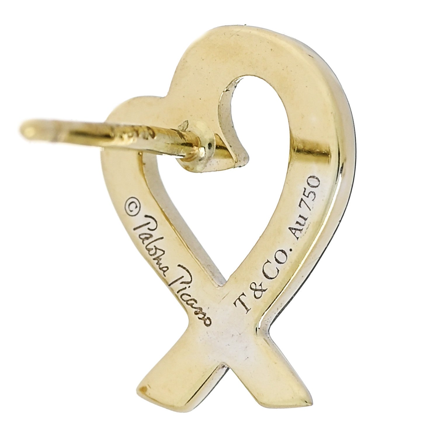 Tiffany 18K Yellow Gold Mini Paloma Picasso Loving Heart Earrings 4 of 4