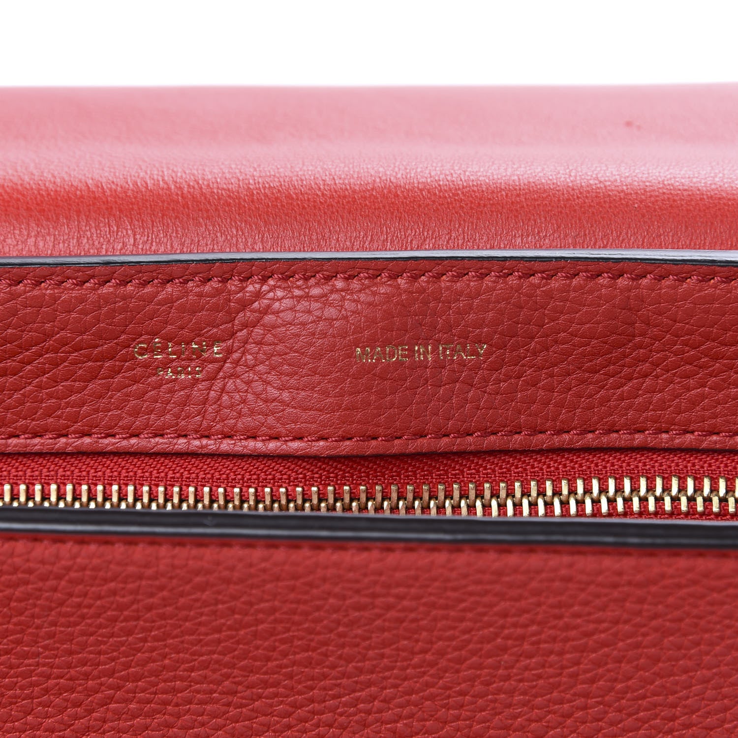 Celine Drummed Calfskin Suede Large Trapeze Vermillion 6 of 9