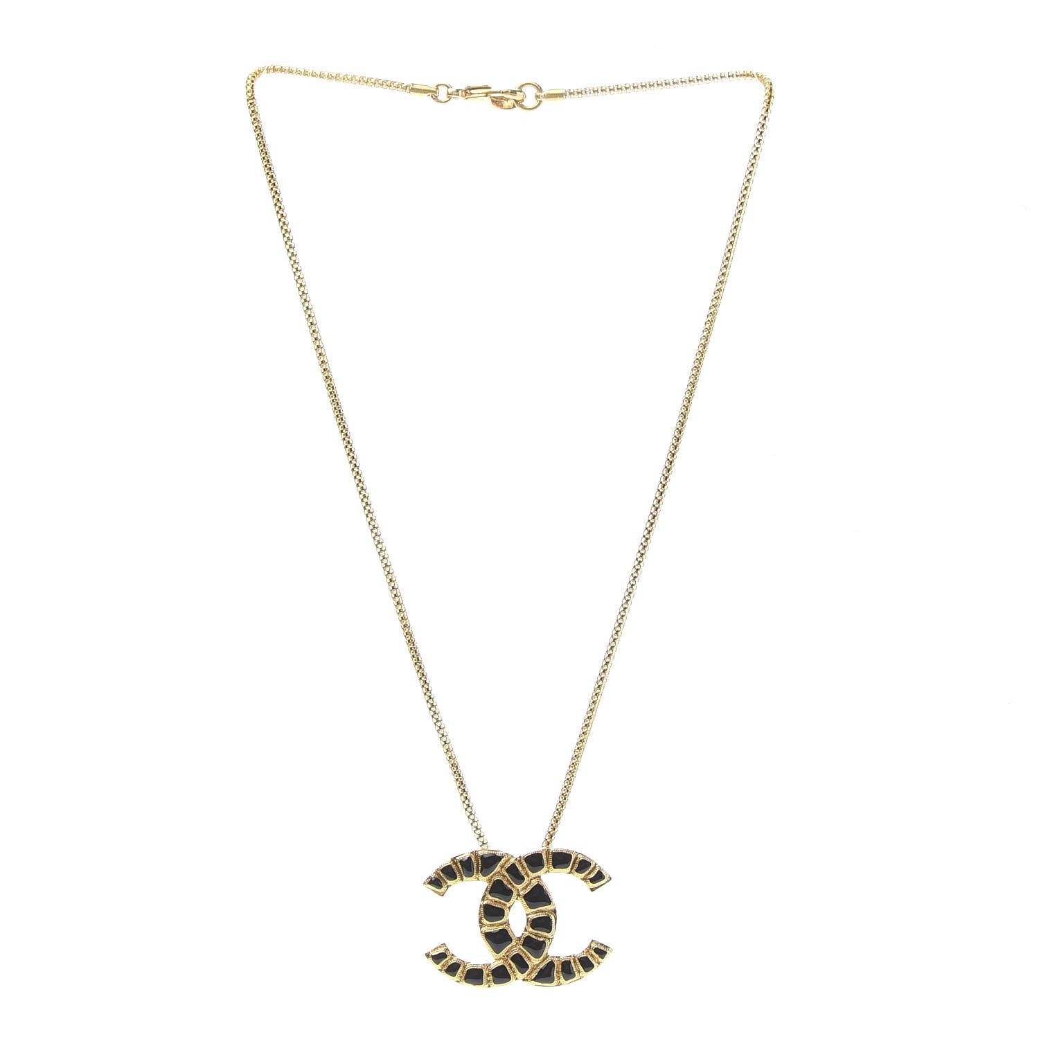 Chanel Resin Along The Nile CC Pendant Necklace Gold Black 3 of 6