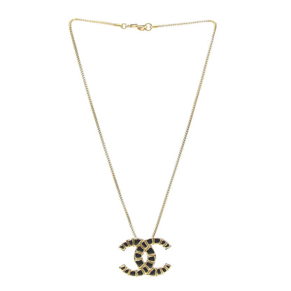 Chanel Resin Along The Nile CC Pendant Necklace Gold Black 3 of 6